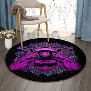 Mandala Bee Round Carpet Floor Rug Living Room Bedroom Decor Round Area Rug Carpet