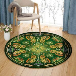 Mandala Butterfly Round Carpet Floor Rug Living Room Bedroom Decor Round Area Rug Carpet