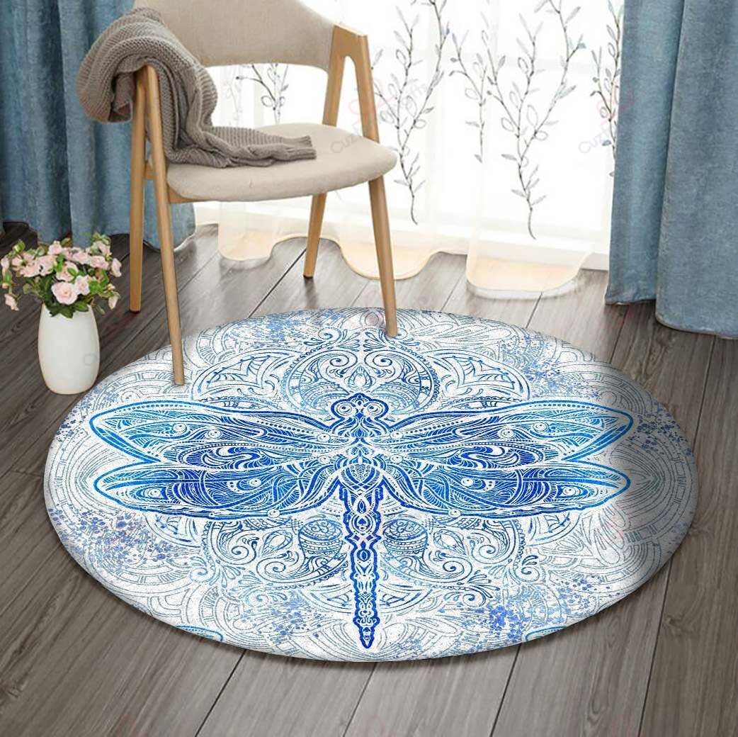 Mandala Dragonfly Round Carpet Floor Rug Living Room Bedroom Decor Round Area Rug Carpet Mandala Dragonfly Round Carpet Floor Rug Living Room Bedroom Decor Round Area Rug Carpet