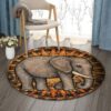 Mandala Elephant Round Carpet Floor Rug Living Room Bedroom Decor Round Area Rug Carpet