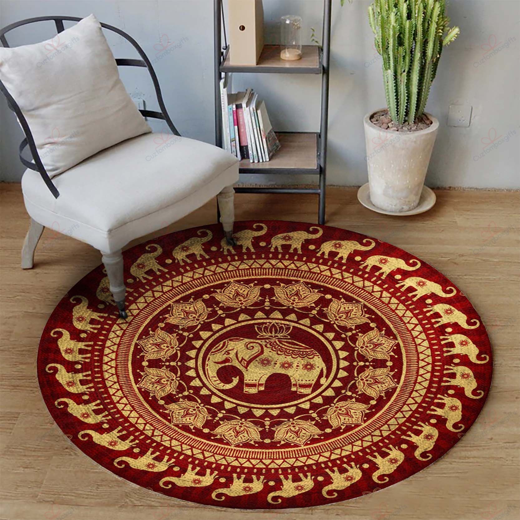 Mandala Elephant Lovely Round Carpet Floor Rug Living Room Bedroom Decor Round Area Rug Carpet Mandala Elephant Lovely Round Carpet Floor Rug Living Room Bedroom Decor Round Area Rug Carpet