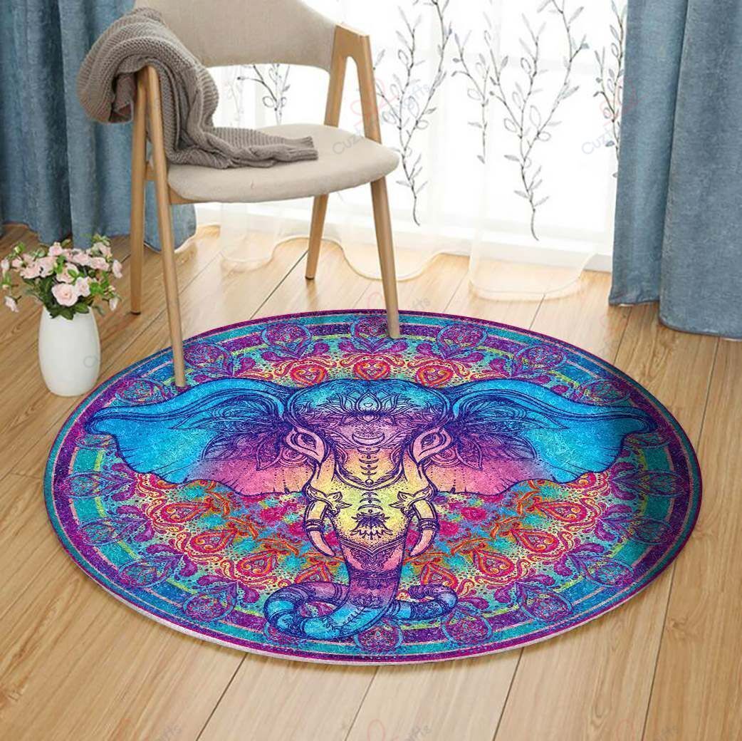 Mandala Elephants Round Carpet Floor Rug Living Room Bedroom Decor Round Area Rug Carpet Mandala Elephants Round Carpet Floor Rug Living Room Bedroom Decor Round Area Rug Carpet