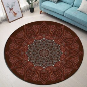 Mandala Flower Round Carpet Floor Rug Living Room Bedroom Decor Round Area Rug Carpet