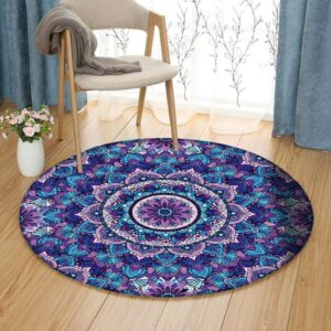 Mandala Flower Round Carpet Floor Rug Living Room Bedroom Decor Round Area Rug Carpet