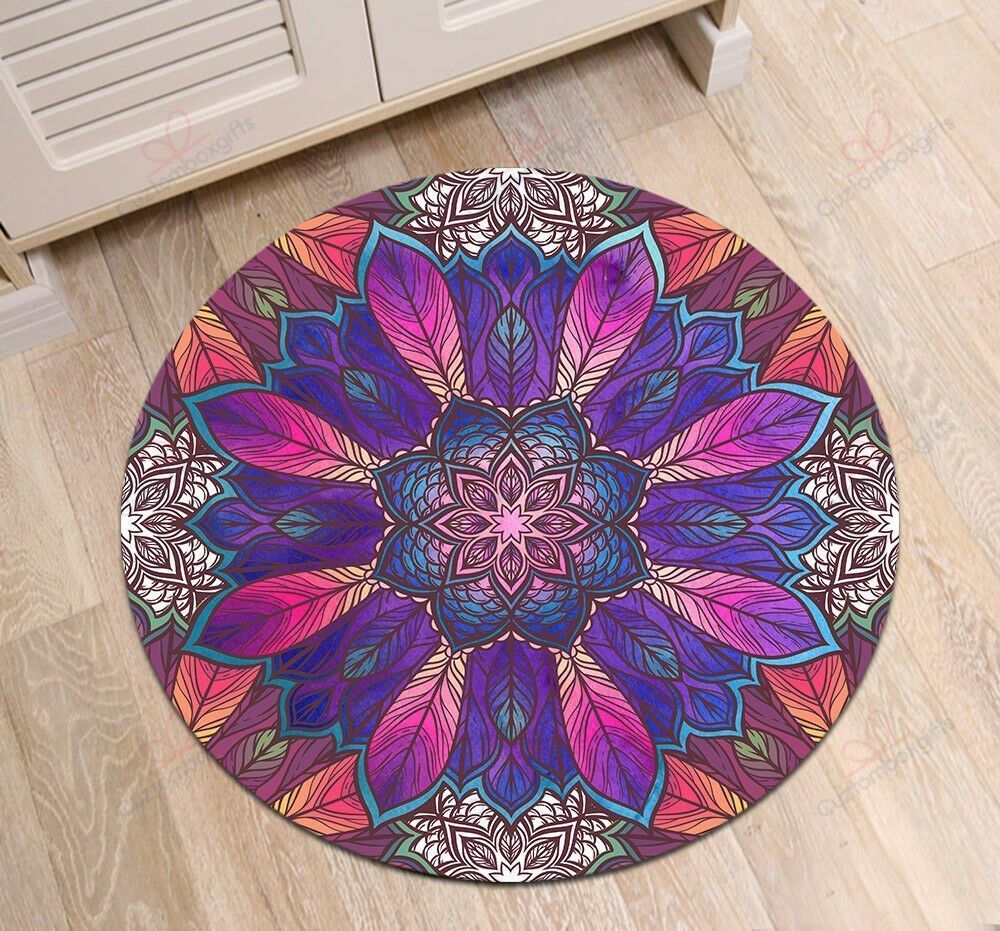 Mandala Leaves Round Carpet Floor Rug Living Room Bedroom Decor Round Area Rug Carpet Mandala Leaves Round Carpet Floor Rug Living Room Bedroom Decor Round Area Rug Carpet