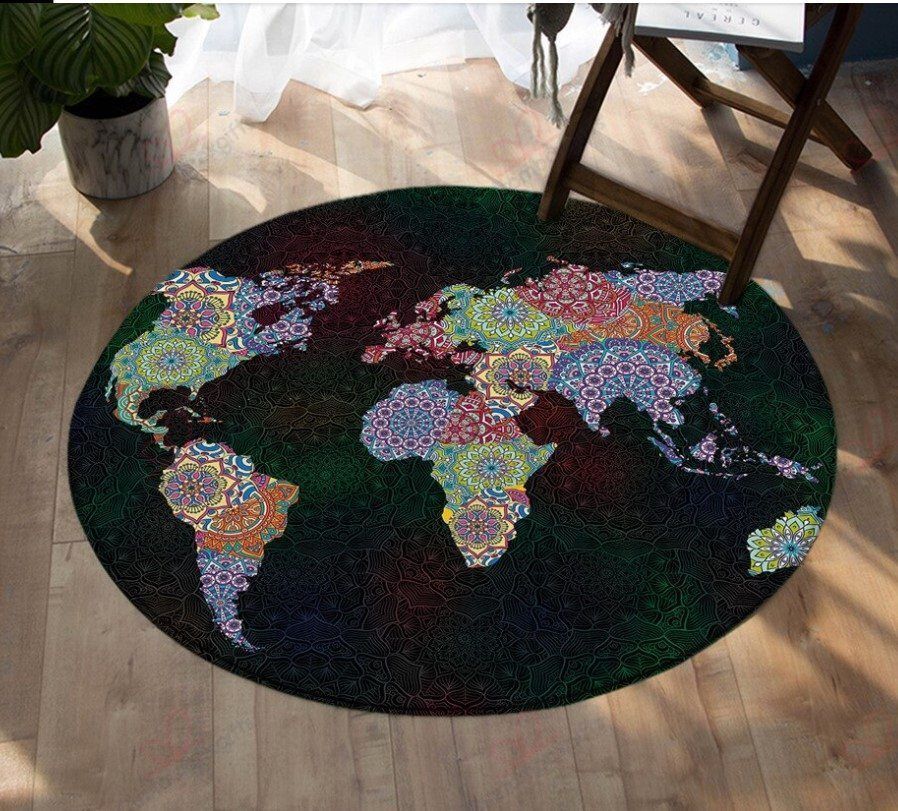 Mandala Map Round Carpet Floor Rug Living Room Bedroom Decor Round Area Rug Carpet Mandala Map Round Carpet Floor Rug Living Room Bedroom Decor Round Area Rug Carpet