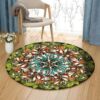 Mandala Metallic Ornament Round Carpet Floor Rug Living Room Bedroom Decor Round Area Rug Carpet