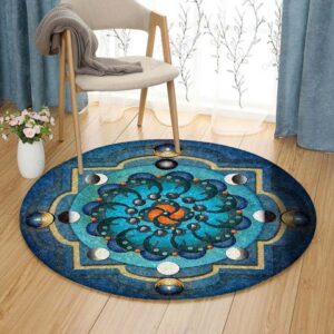 Mandala Moon Phases Round Carpet Floor Rug Living Room Bedroom Decor Round Area Rug Carpet