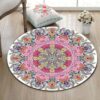 Mandala Peacock Feather Round Carpet Floor Rug Living Room Bedroom Decor Round Area Rug Carpet