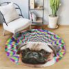 Mandala Pug Dog Round Carpet Floor Rug Living Room Bedroom Decor Round Area Rug Carpet