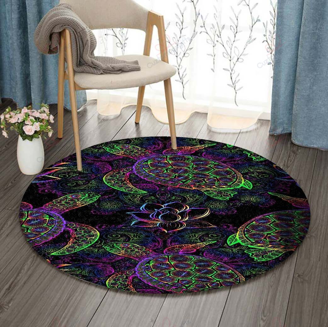 Mandala Turtle Lotus Round Carpet Floor Rug Living Room Bedroom Decor Round Area Rug Carpet Mandala Turtle Lotus Round Carpet Floor Rug Living Room Bedroom Decor Round Area Rug Carpet