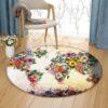 Map Flower Round Carpet Floor Rug Living Room Bedroom Decor Round Area Rug Carpet