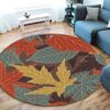 Maple Leaves Round Carpet Floor Rug Living Room Bedroom Decor Round Area Rug Carpet