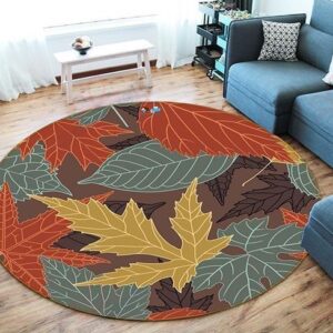 Maple Leaves Round Carpet Floor Rug Living Room Bedroom Decor Round Area Rug Carpet