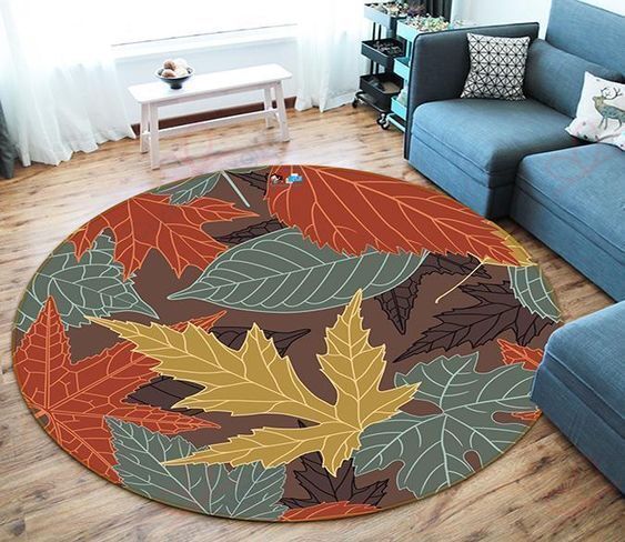 Maple Leaves Round Carpet Floor Rug Living Room Bedroom Decor Round Area Rug Carpet Maple Leaves Round Carpet Floor Rug Living Room Bedroom Decor Round Area Rug Carpet