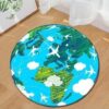 Maps Round Carpet Floor Rug Living Room Bedroom Decor Round Area Rug Carpet