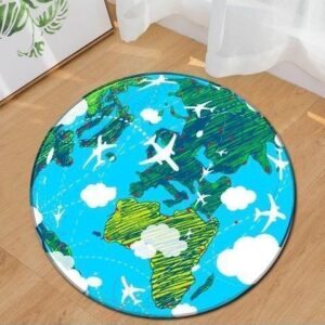 Maps Round Carpet Floor Rug Living Room Bedroom Decor Round Area Rug Carpet