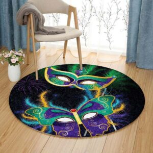 Mardi Gras Round Carpet Floor Rug Living Room Bedroom Decor Round Area Rug Carpet