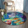 Marine Fish Ocean Round Carpet Floor Rug Living Room Bedroom Decor Round Area Rug Carpet