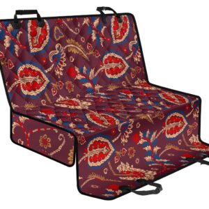 Maroon Vintage Bohemian Floral Print Pet Car Back Seat Cover - 437dbbe571d8