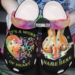Massage Therapist Personalized Clog Custom Crocs Comfortablefashion Style Comfortable For Women Men Kid Print 3D It’S A Work Of Heart