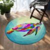 Maui Sea Turtle Round Carpet Floor Rug Living Room Bedroom Decor Round Area Rug Carpet
