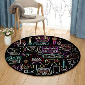 Media Playback Round Carpet Floor Rug Living Room Bedroom Decor Round Area Rug Carpet