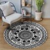 Meditation Black Elephant Round Carpet Floor Rug Living Room Bedroom Decor Round Area Rug Carpet