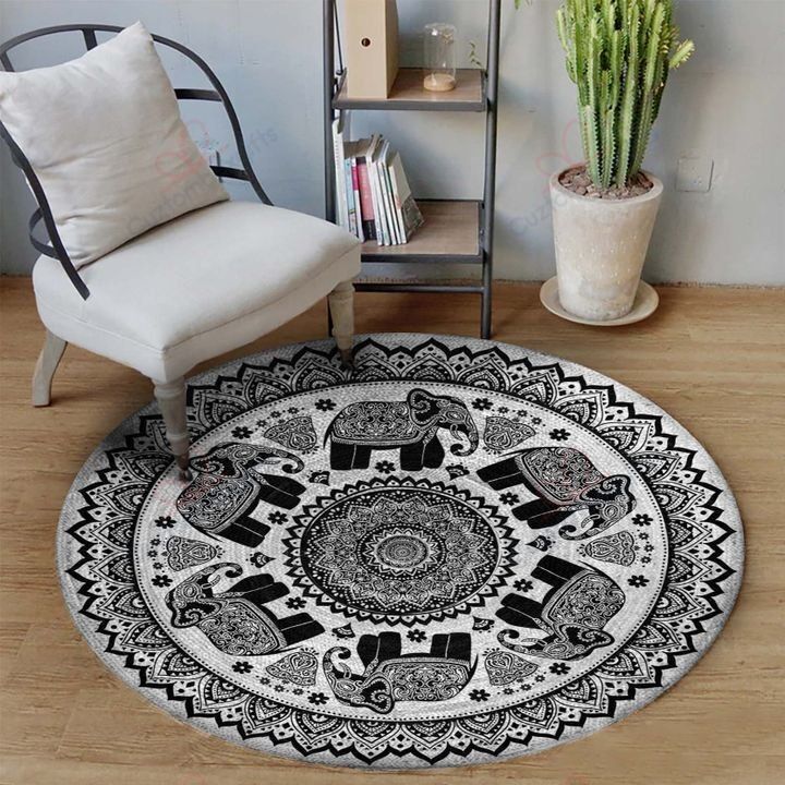 Meditation Black Elephant Round Carpet Floor Rug Living Room Bedroom Decor Round Area Rug Carpet Meditation Black Elephant Round Carpet Floor Rug Living Room Bedroom Decor Round Area Rug Carpet