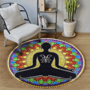 Meditation Buddha Round Carpet Floor Rug Living Room Bedroom Decor Round Area Rug Carpet