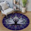 Meditation Buddha Lotus Round Carpet Floor Rug Living Room Bedroom Decor Round Area Rug Carpet