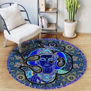 Meditation Buddha Ohm Spite Round Carpet Floor Rug Living Room Bedroom Decor Round Area Rug Carpet