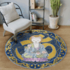 Meditation Cat Lost Round Carpet Floor Rug Living Room Bedroom Decor Round Area Rug Carpet
