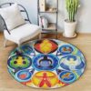 Meditation Chakra Element Line Round Carpet Floor Rug Living Room Bedroom Decor Round Area Rug Carpet