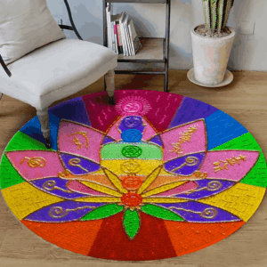 Meditation Element Lotus Round Carpet Floor Rug Living Room Bedroom Decor Round Area Rug Carpet