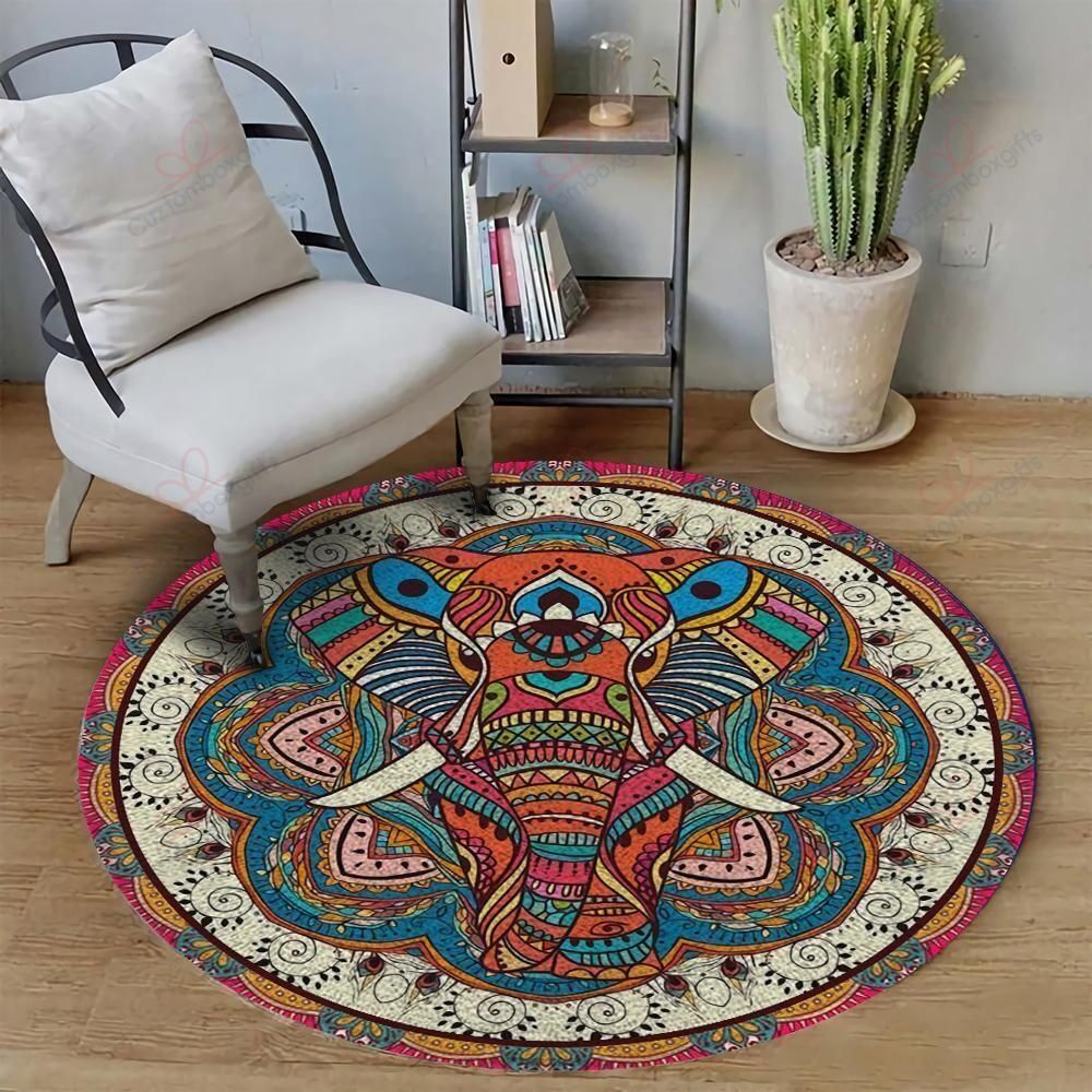 Meditation Elephant Round Carpet Floor Rug Living Room Bedroom Decor Round Area Rug Carpet Meditation Elephant Round Carpet Floor Rug Living Room Bedroom Decor Round Area Rug Carpet