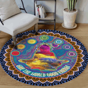 Meditation Girl Element Round Carpet Floor Rug Living Room Bedroom Decor Round Area Rug Carpet