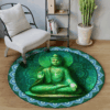 Meditation Green Buddha Jet Round Carpet Floor Rug Living Room Bedroom Decor Round Area Rug Carpet