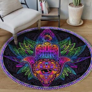 Meditation Hamsa Color Round Carpet Floor Rug Living Room Bedroom Decor Round Area Rug Carpet
