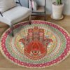 Meditation Hamsa Mandala Round Carpet Floor Rug Living Room Bedroom Decor Round Area Rug Carpet
