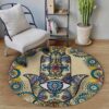 Meditation Hamsa Pattern Round Carpet Floor Rug Living Room Bedroom Decor Round Area Rug Carpet
