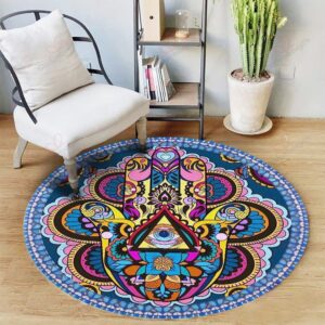 Meditation Hamsan Round Carpet Floor Rug Living Room Bedroom Decor Round Area Rug Carpet