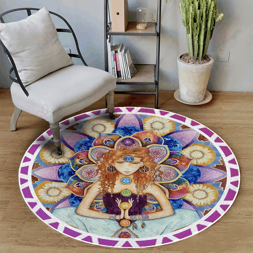 Meditation Lotus Girl Round Carpet Floor Rug Living Room Bedroom Decor Round Area Rug Carpet Meditation Lotus Girl Round Carpet Floor Rug Living Room Bedroom Decor Round Area Rug Carpet