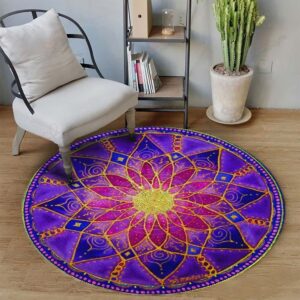 Meditation Mandala Lotus Round Carpet Floor Rug Living Room Bedroom Decor Round Area Rug Carpet