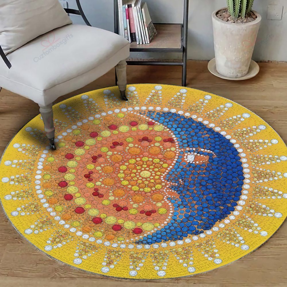 Meditation Moon Sun Round Carpet Floor Rug Living Room Bedroom Decor Round Area Rug Carpet Meditation Moon Sun Round Carpet Floor Rug Living Room Bedroom Decor Round Area Rug Carpet