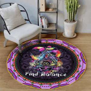 Meditation Ohm Balance Round Carpet Floor Rug Living Room Bedroom Decor Round Area Rug Carpet