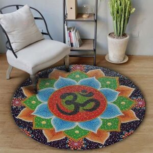Meditation Ohm Color Round Carpet Floor Rug Living Room Bedroom Decor Round Area Rug Carpet