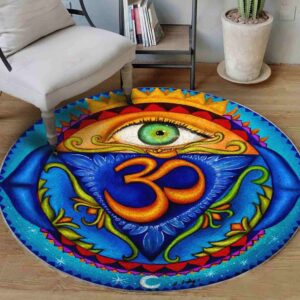 Meditation Ohm Eyes Round Carpet Floor Rug Living Room Bedroom Decor Round Area Rug Carpet