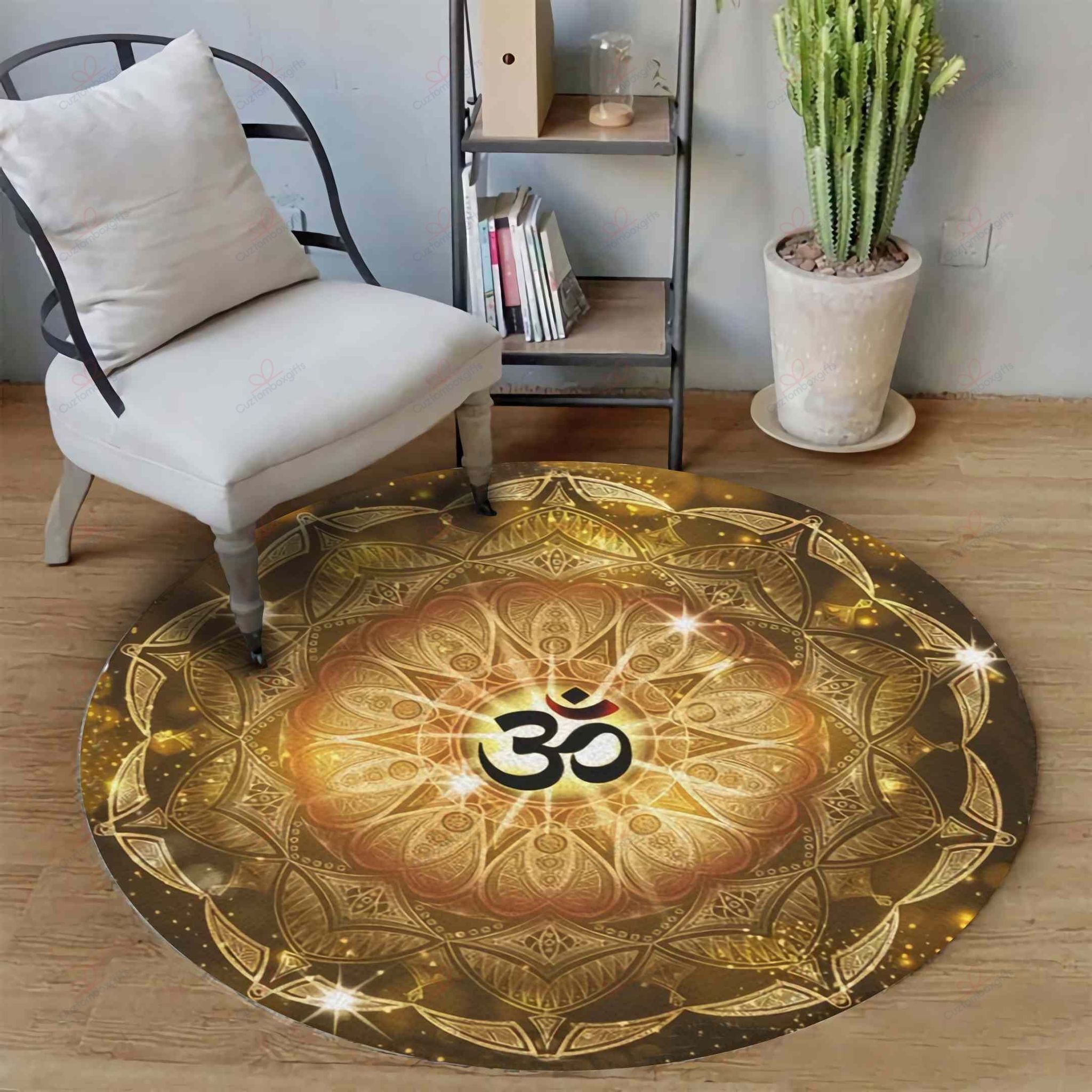 Meditation Ohm Golden Round Carpet Floor Rug Living Room Bedroom Decor Round Area Rug Carpet Meditation Ohm Golden Round Carpet Floor Rug Living Room Bedroom Decor Round Area Rug Carpet