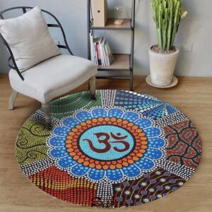 Meditation Ohm Round Carpet Floor Rug Living Room Bedroom Decor Round Area Rug Carpet